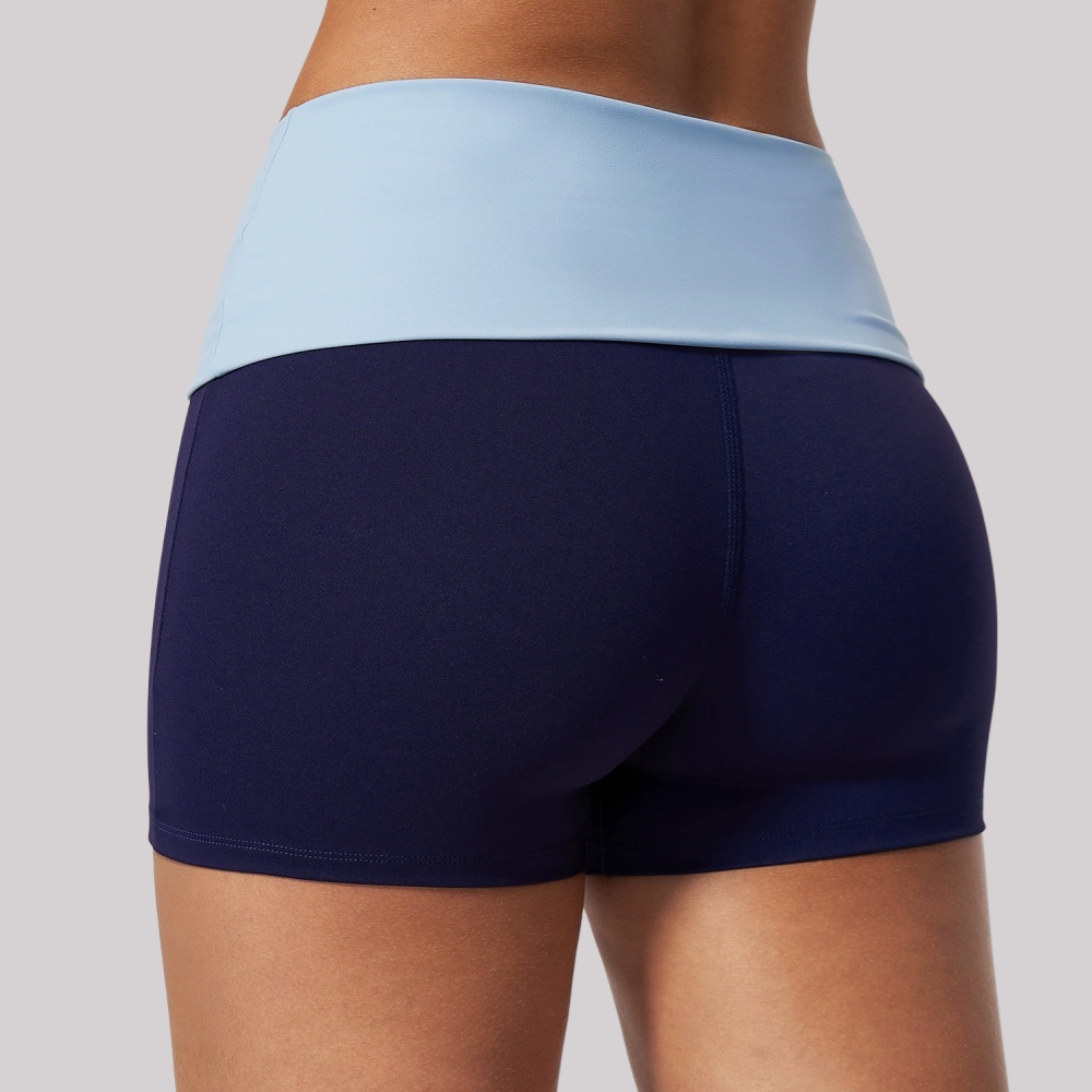 J-Yoga Fitness - Damen Yoga-Sportshorts mit Umschlagbund für Sommer,