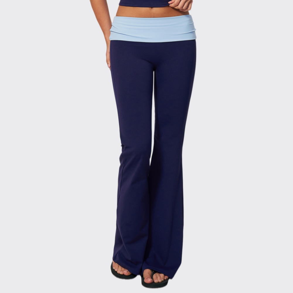 J-Yoga Fitness - Yoga-Schlaghose mit Faltbund für Damen, Fitness-Leggings,