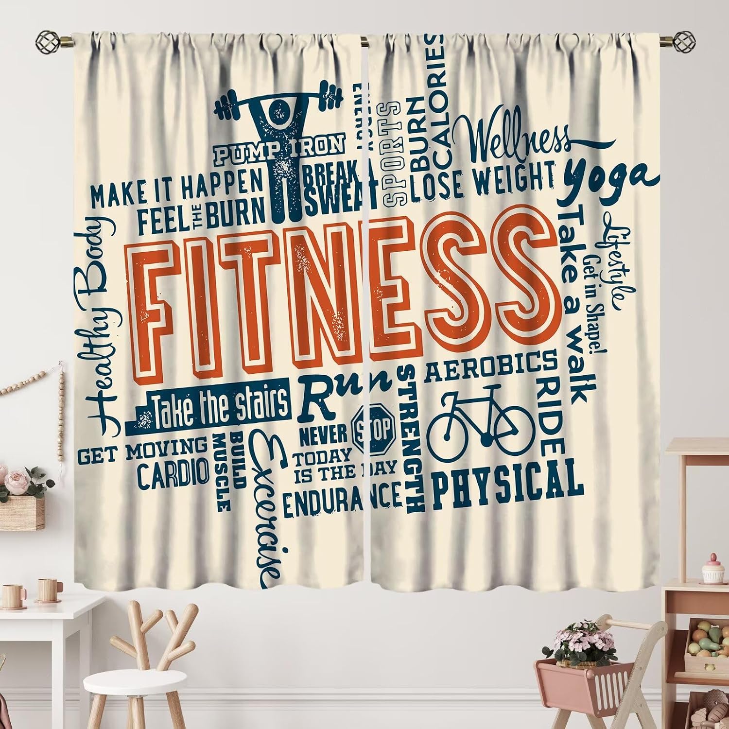 Yoga Fitness Hotel - Großer Motivations-Trainingsvorhang für Fitness-Studio-Dekoration, Übungen, Yoga,
