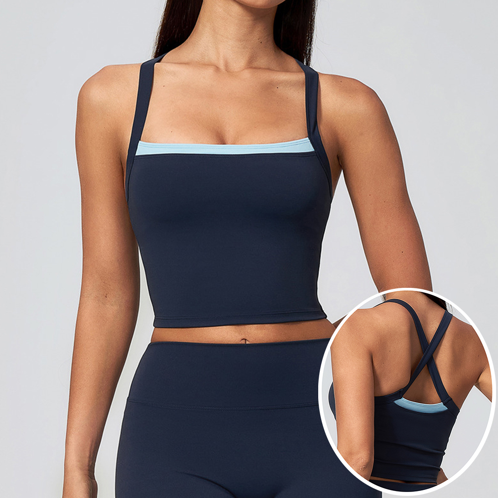 Yoga Blocks - Damen Criss-Cross-Rücken Yoga Tanktop Push-Up Sport-BH