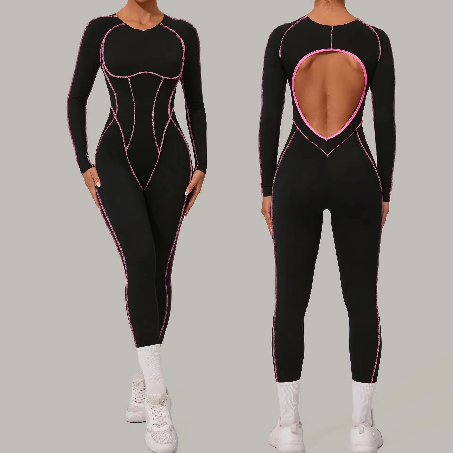 Yoga Fitness Online - Yoga-Anzug Sport Fitness Nahtlos Kontrastfarben Skinny