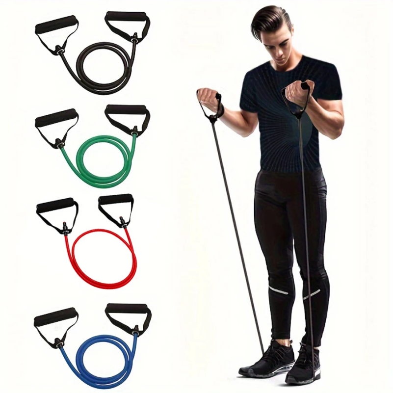 Yoga Fitness Resistance Band - 1 Stück 4-stufiges Widerstandsband mit Griffen