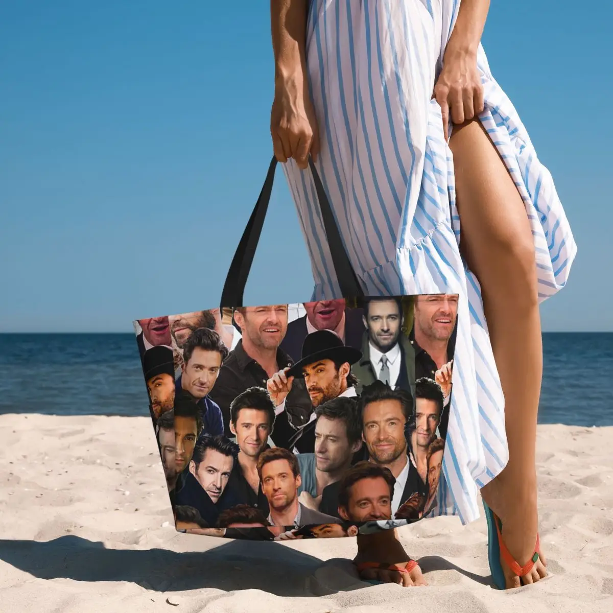 Yoga Fitness Photos - Hugh Jackman Photo Collage Strandtasche, Sporttasche,