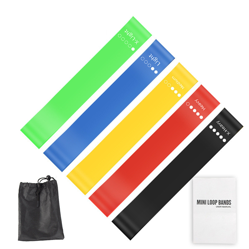 Yoga Fitness Resistance Band - 5-teiliges TPE-Widerstandsband-Set mit Aufbewahrungstasche & Anleitung,