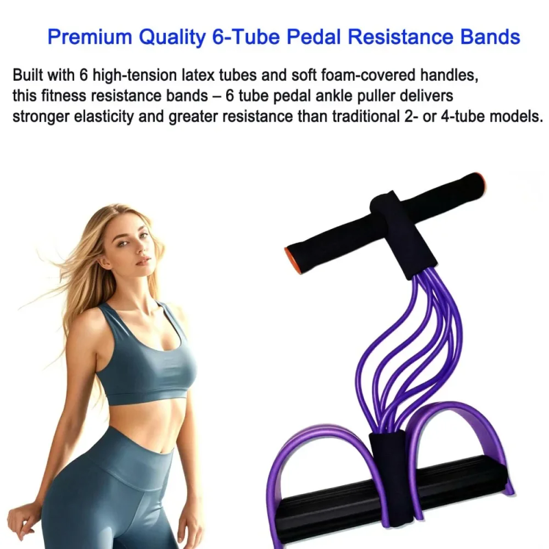 Yoga Pedal Puller Fitness Equipment - Pedal-Widerstandsband mit 6 Schlaufen, elastisches Spannungsseil,