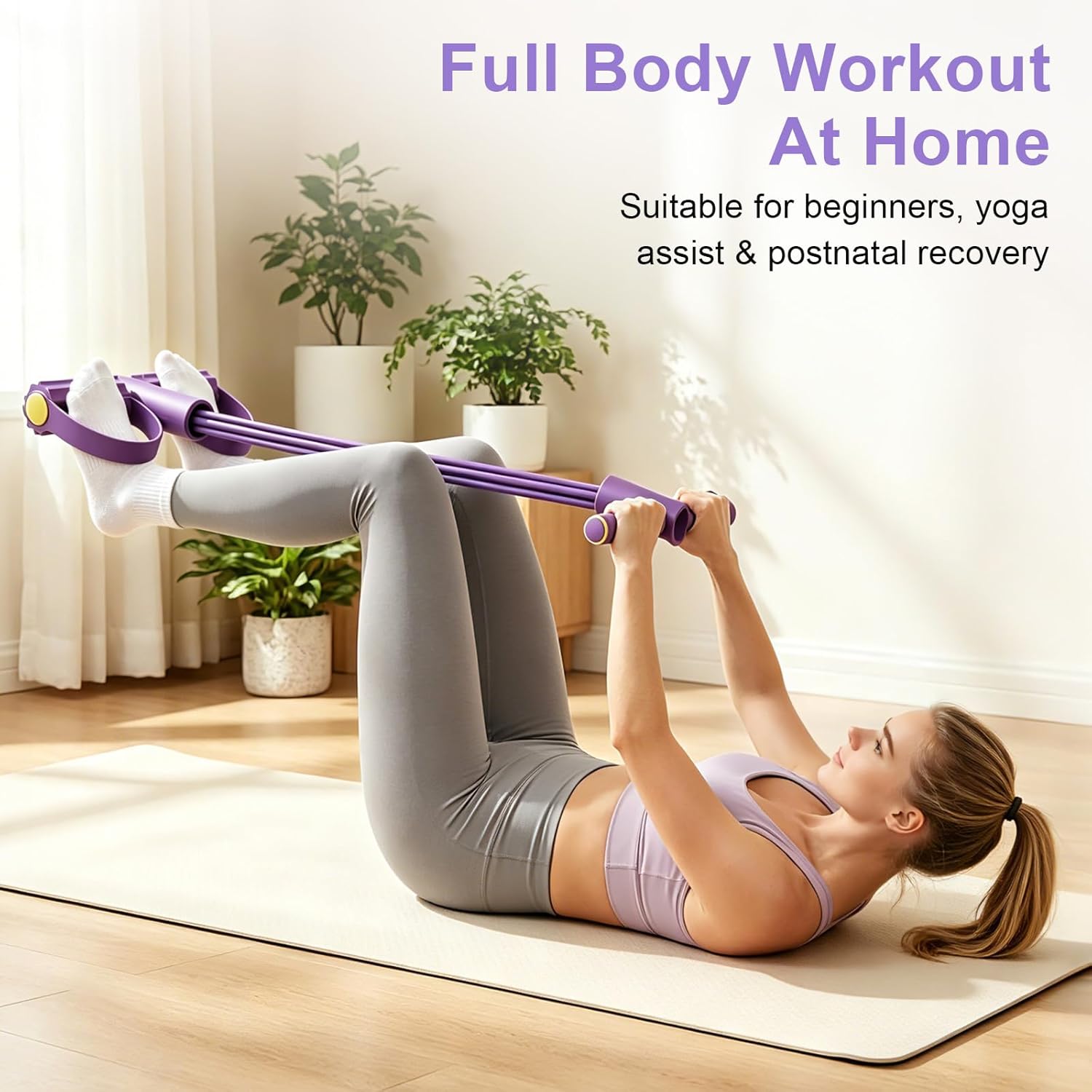 Yoga Fitness Resistance Band - 4-Röhren-Widerstandsband, Multifunktions-Spannungsseil, Fitnessbänder, 6-Röhren-Elastik-Yoga-Pedalzug für Sportübungen
