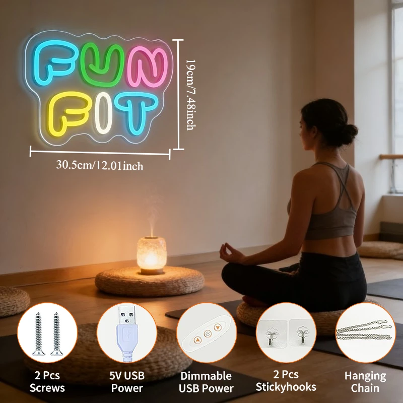 Fun Fit Neon-Schild LED Cartoo – Yoga Fitness Room Bewertung und Preis