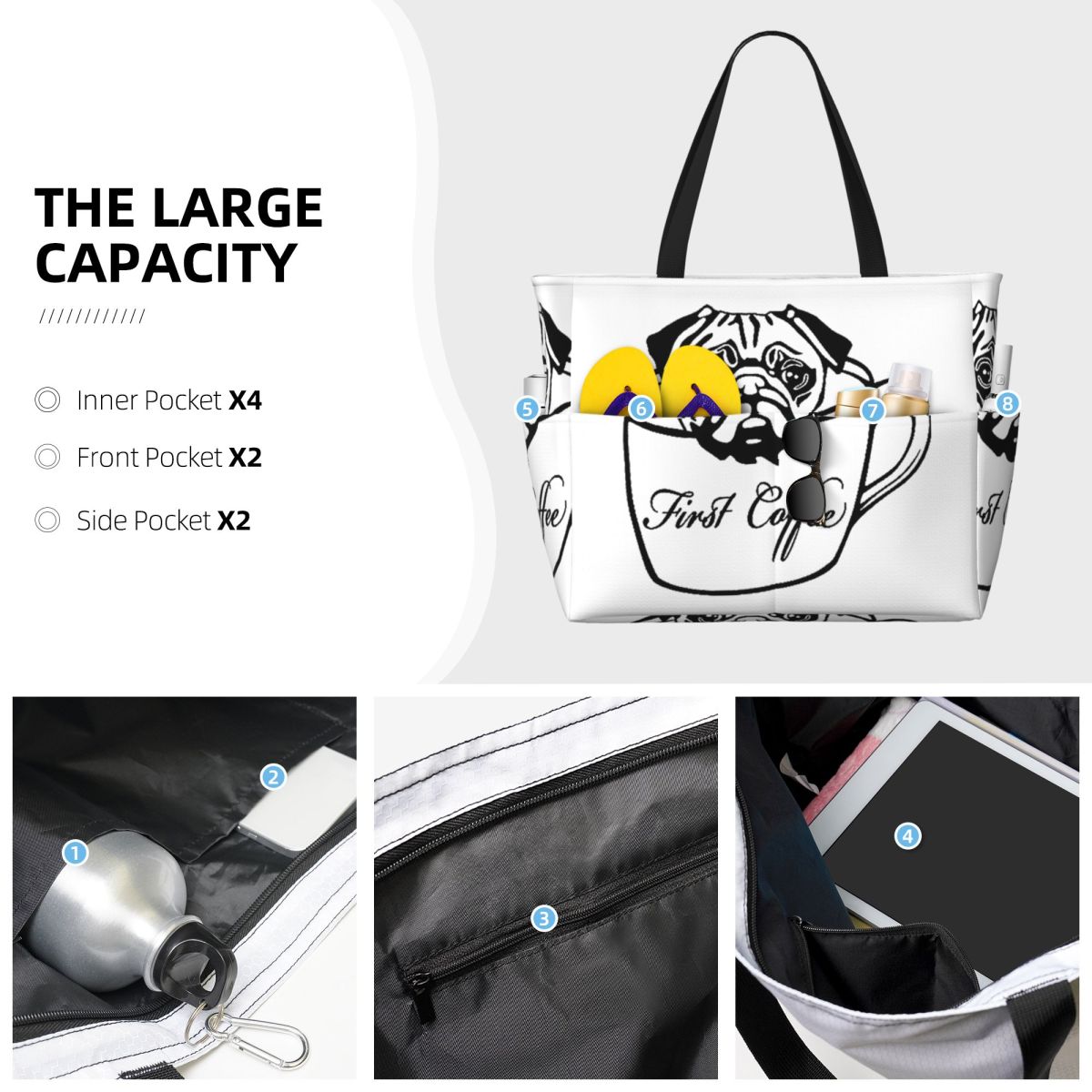 Pug First Coffee Strandtasche, – Yoga Fitness First Bewertung und Preis
